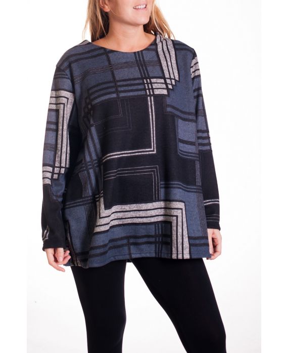 GRANDE TAILLE PULL IMPRIME 4324 GRIS