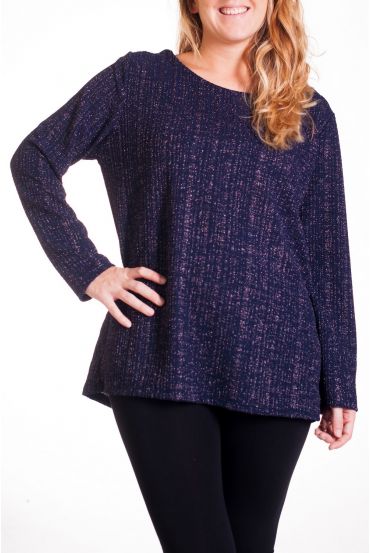 LARGE SIZE SWEATER GLOSSY EFFECT 4322 BLUE