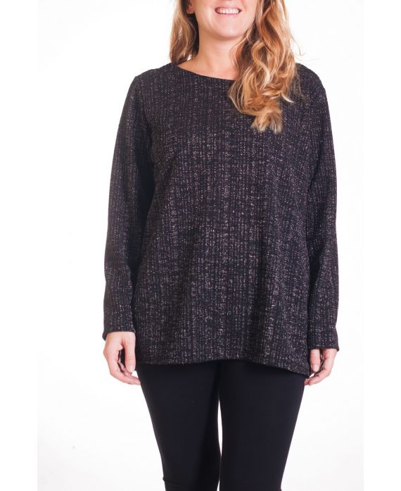 GRANDE TAILLE PULL EFFET BRILLANT 4322 NOIR