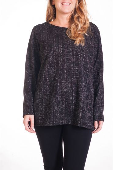 GRANDE TAILLE PULL EFFET BRILLANT 4322 NOIR