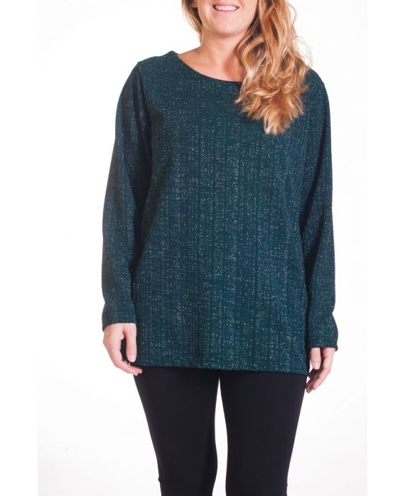 GRANDE TAILLE PULL EFFET BRILLANT 4322 VERT