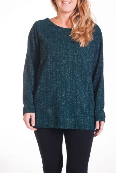 LARGE SIZE SWEATER GLOSSY EFFECT 4322 GREEN