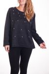 GRANDE TAILLE PULL PERLES DOS GUIPURE 4317 NOIR