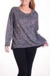 GRANDE TAILLE PULL PERLES DOS GUIPURE 4317 GRIS