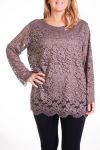 GRANDE TAILLE TUNIQUE DENTELLE 4314 TAUPE