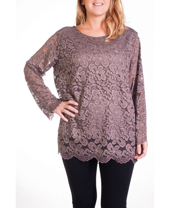 GRANDE TAILLE TUNIQUE DENTELLE 4314 TAUPE