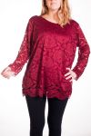 LARGE SIZE TUNIC TOP LACE 4314 BORDEAUX