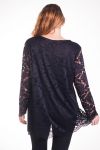 LARGE SIZE TUNIC TOP LACE 4314 BLACK