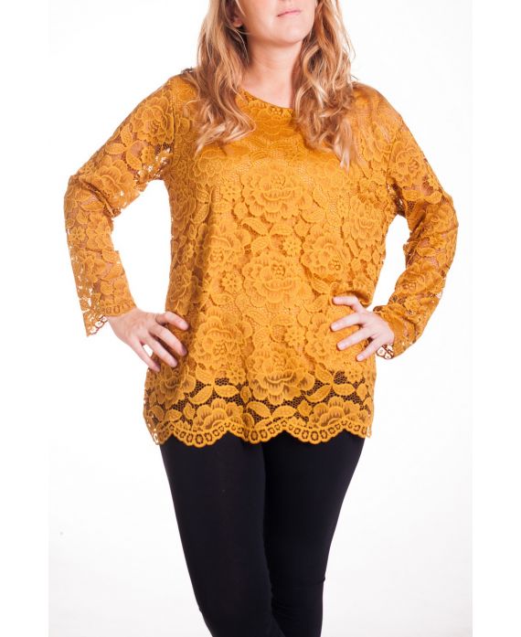 GROOT FORMAAT TUNIEK TOP LACE 4314 MOSTERD