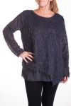 GRANDE TAILLE PULL TUNIQUE BI-MATIERE 4292 GRIS