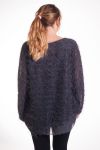 GRANDE TAILLE PULL TUNIQUE BI-MATIERE 4292 GRIS