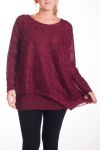 GRANDE TAILLE PULL TUNIQUE BI-MATIERE 4292 BORDEAUX