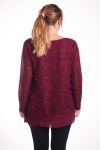 GRANDE TAILLE PULL TUNIQUE BI-MATIERE 4292 BORDEAUX