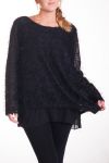 LARGE SIZE SWEATER TUNIC BI-SUBJECT 4292 BLACK