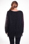 LARGE SIZE SWEATER TUNIC BI-SUBJECT 4292 BLACK