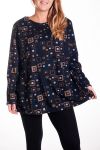 GRANDE TAILLE PULL IMPRIME 4326 BLEU