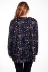 GRANDE TAILLE PULL IMPRIME 4326 BLEU