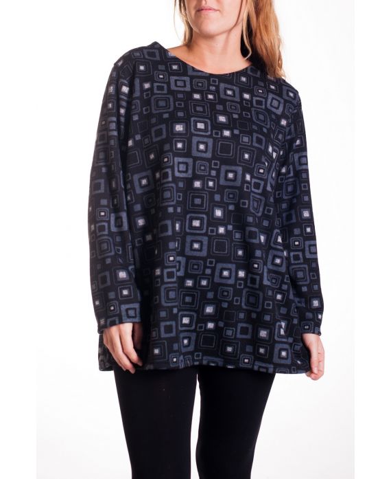 GRANDE TAILLE PULL IMPRIME 4326 GRIS