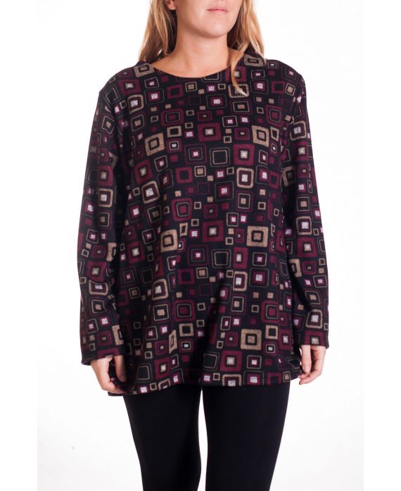 GRANDE TAILLE PULL IMPRIME 4326 BORDEAUX