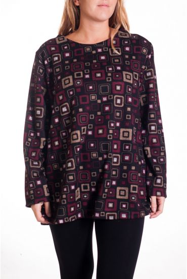 GRANDE TAILLE PULL IMPRIME 4326 BORDEAUX