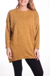 LARGE SIZE SWEATER TUNIC BEADS 4329 MUSTARD