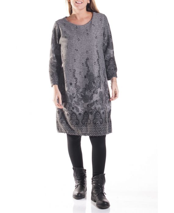 GRANDE TAILLE ROBE IMPRIMEE 4167 GRIS