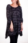 GRANDE TAILLE PULL TUNIQUE IMPRIME 4182 NOIR