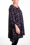 LARGE SIZE SWEATER TUNIC PRINTS 4182 BLACK