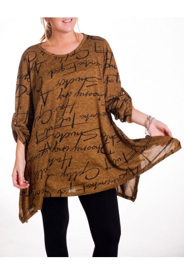 LARGE SIZE SWEATER TUNIC PRINTS 4182 BEIGE