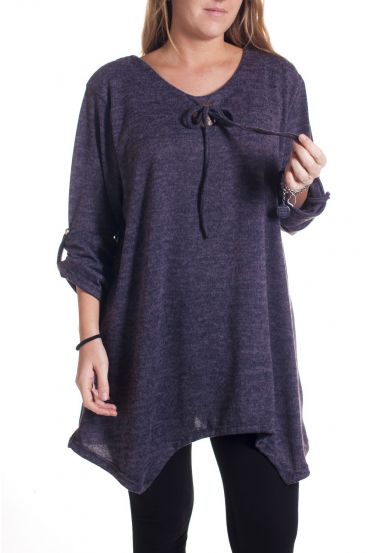 GRANDE TAILLE PULL TUNIQUE 4355 GRIS