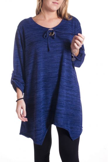 GRANDE TAILLE PULL TUNIQUE 4355 BLEU