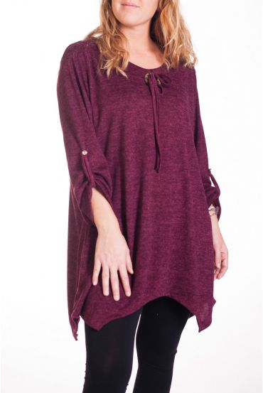 GRANDE TAILLE PULL TUNIQUE 4355 BORDEAUX