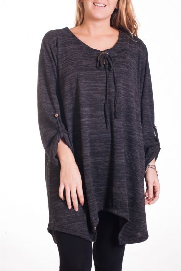 GRANDE TAILLE PULL TUNIQUE 4355 NOIR