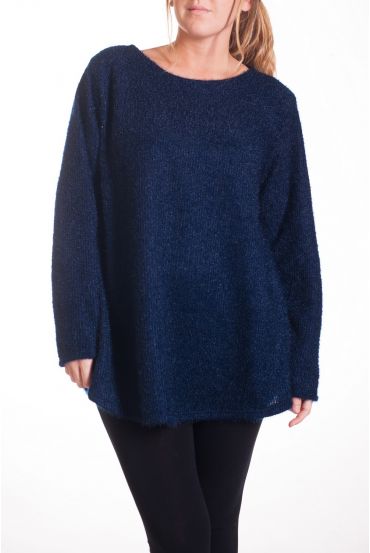 GRANDE TAILLE PULL EFFET BRILLANT 4357 BLEU