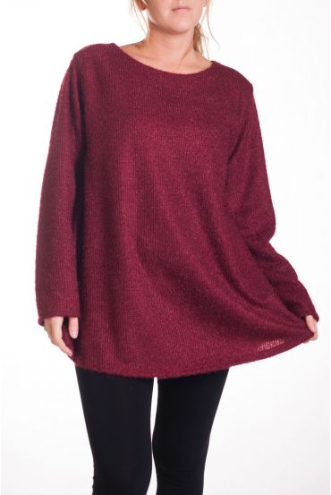 GRANDE TAILLE PULL EFFET BRILLANT 4357 BORDEAUX