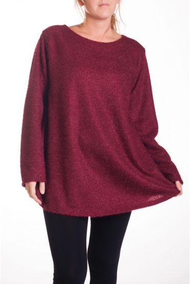 LARGE SIZE SWEATER GLOSSY EFFECT 4357 BORDEAUX