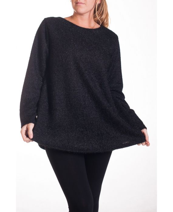 LARGE SIZE SWEATER GLOSSY EFFECT 4357 BLACK