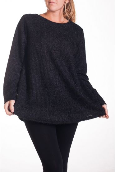 GRANDE TAILLE PULL EFFET BRILLANT 4357 NOIR