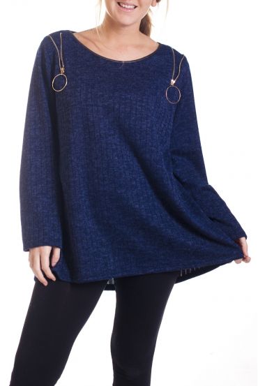 GRANDE TAILLE EPAULES ZIP FANTAISIE 4348 BLEU