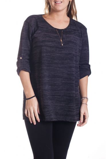 GRANDE TAILLE PULL ENCOLURE ZIP 4345 NOIR