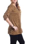 GRANDE TAILLE PULL ENCOLURE ZIP 4345 MOUTARDE