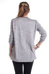 GRANDE TAILLE PULL ENCOLURE ZIP 4345 GRIS