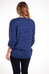 GRANDE TAILLE PULL EPAULES CLOUTEES 4341 BLEU