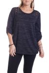 GRANDE TAILLE PULL EPAULES CLOUTEES 4341 NOIR