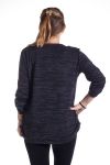 GRANDE TAILLE PULL EPAULES CLOUTEES 4341 NOIR