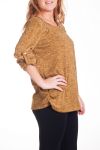 GRANDE TAILLE PULL EPAULES CLOUTEES 4341 MOUTARDE