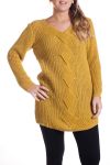 GROßE MOHAIR PULLOVER ZOPFMUSTER 4336 SENF