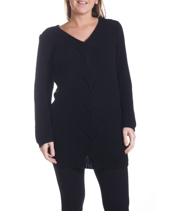 GRANDE TAILLE PULL MOHAIR TORSADE 4336 NOIR