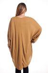 GRANDE TAILLE PULL TUNIQUE PERLES 4334 MOUTARDE