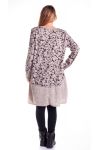 GROßE GRÖßE PULLOVER KLEID DIE BEDRUCKTE 4333 BEIGE